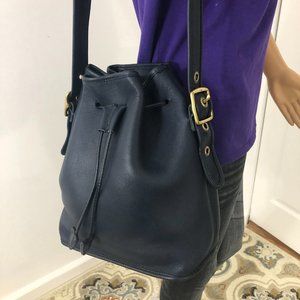 Vintage Coach Navy blue leather Legacy Cross body Drawstring Shoulder bag .